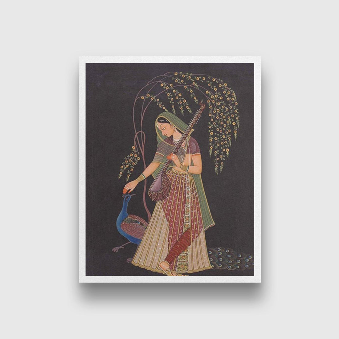 Radha Krishna Mughal Miniature Painting - Meri Deewar 3 : 4 Vertical Premium Wall Art Canvas by MeriDeewar