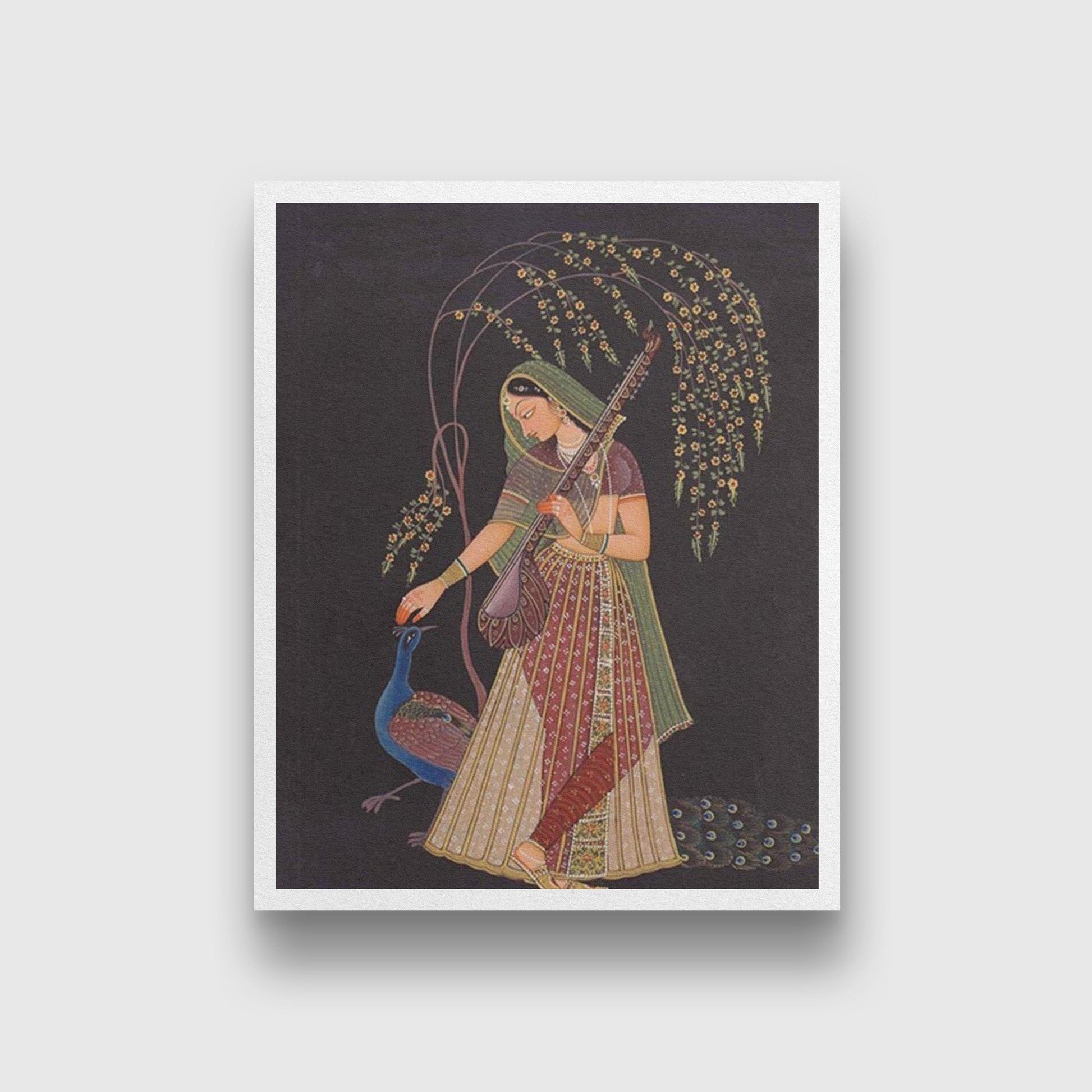 Radha Krishna Mughal Miniature Painting - Meri Deewar 3 : 4 Vertical Premium Wall Art Canvas by MeriDeewar