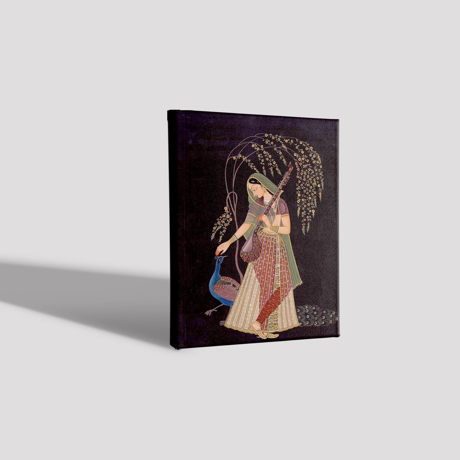 Radha Krishna Mughal Miniature Painting - Meri Deewar 3 : 4 Vertical Premium Wall Art Canvas by MeriDeewar