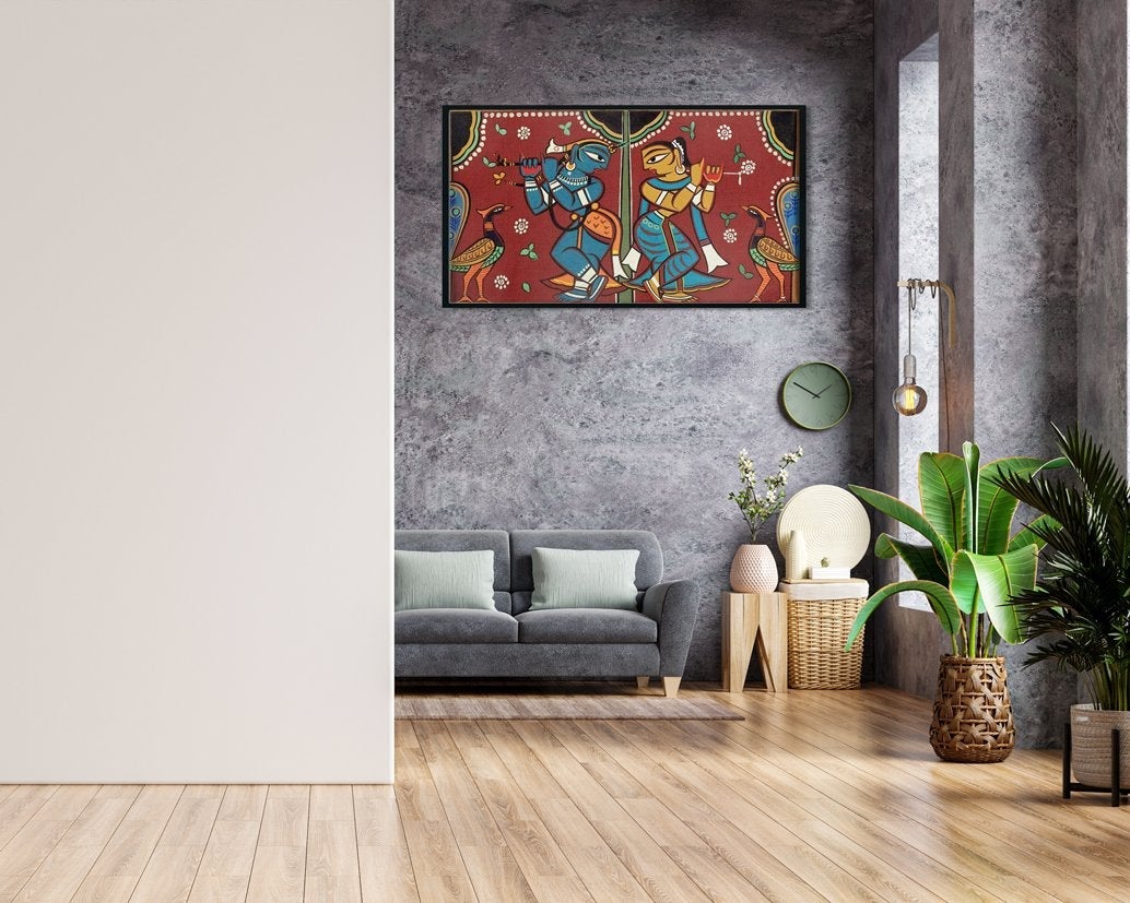 Radha Krishna Painting - Meri Deewar 2 : 3 Vertical Premium Wall Art Canvas by MeriDeewar