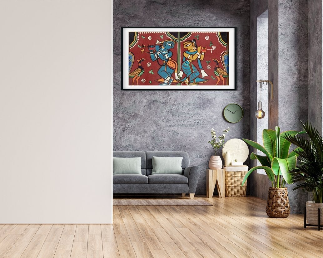 Radha Krishna Painting - Meri Deewar 2 : 3 Vertical Premium Wall Art Canvas by MeriDeewar