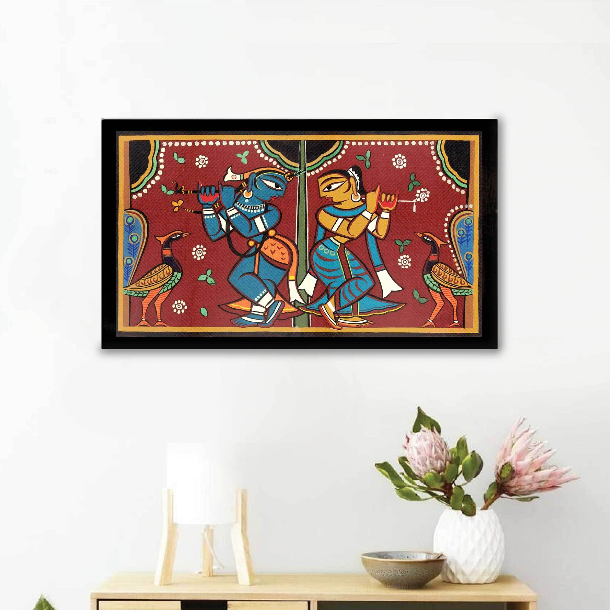 Radha Krishna Painting - Meri Deewar 2 : 3 Vertical Premium Wall Art Canvas by MeriDeewar