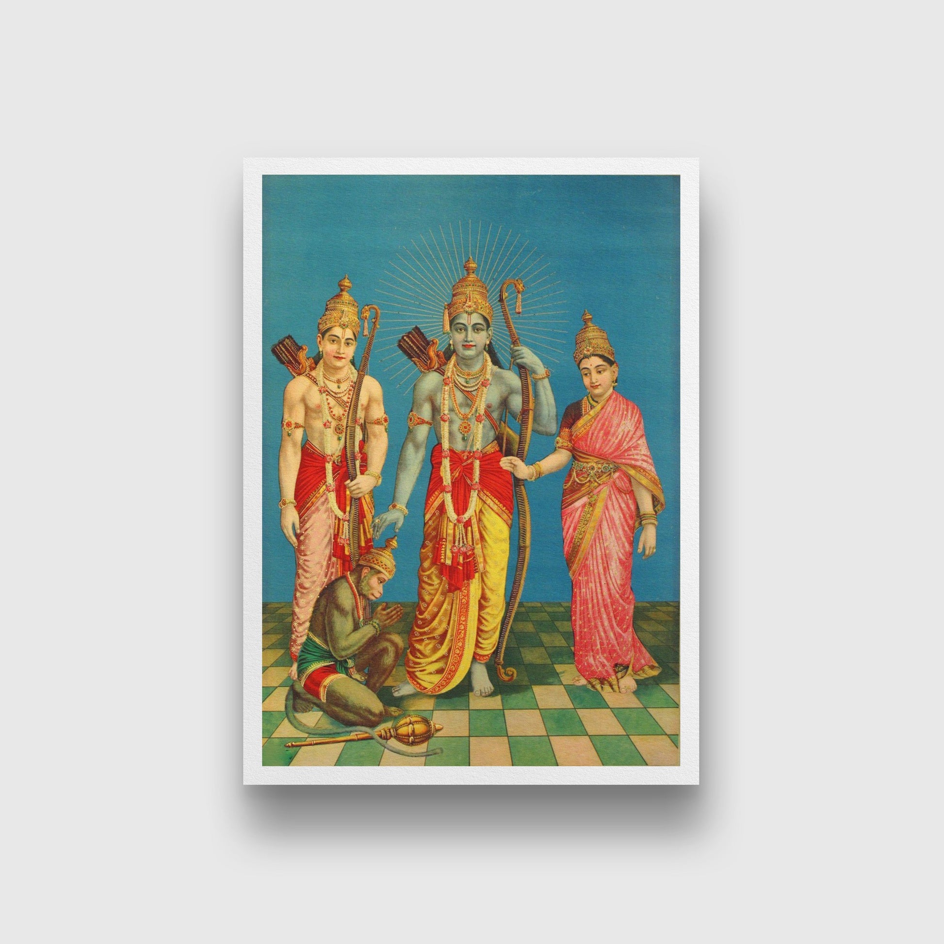 Raghupati Ram Laxman Sita and Hanuman Painting - Meri Deewar 3 : 4.2 Vertical Premium Wall Art Canvas by MeriDeewar