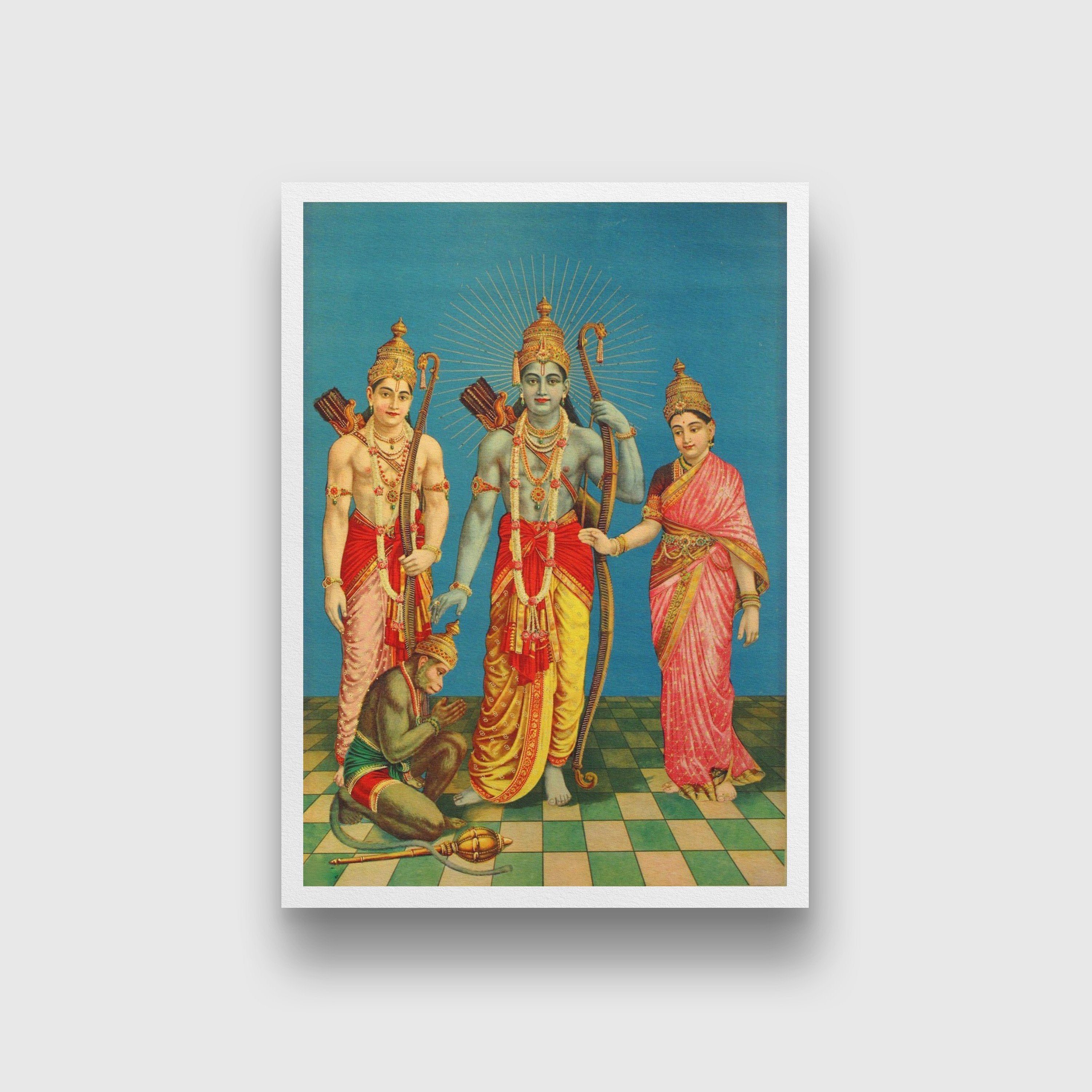 Raghupati Ram Laxman Sita and Hanuman Painting - Meri Deewar 3 : 4.2 Vertical Premium Wall Art Canvas by MeriDeewar