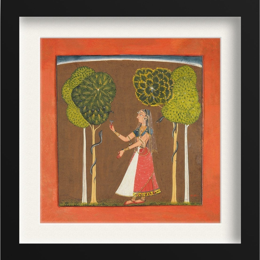 Ragini-possibly-Asavari-Folio-from-a-Ragamala Painting - Meri Deewar 1 : 1 Square Premium Wall Art Canvas by MeriDeewar
