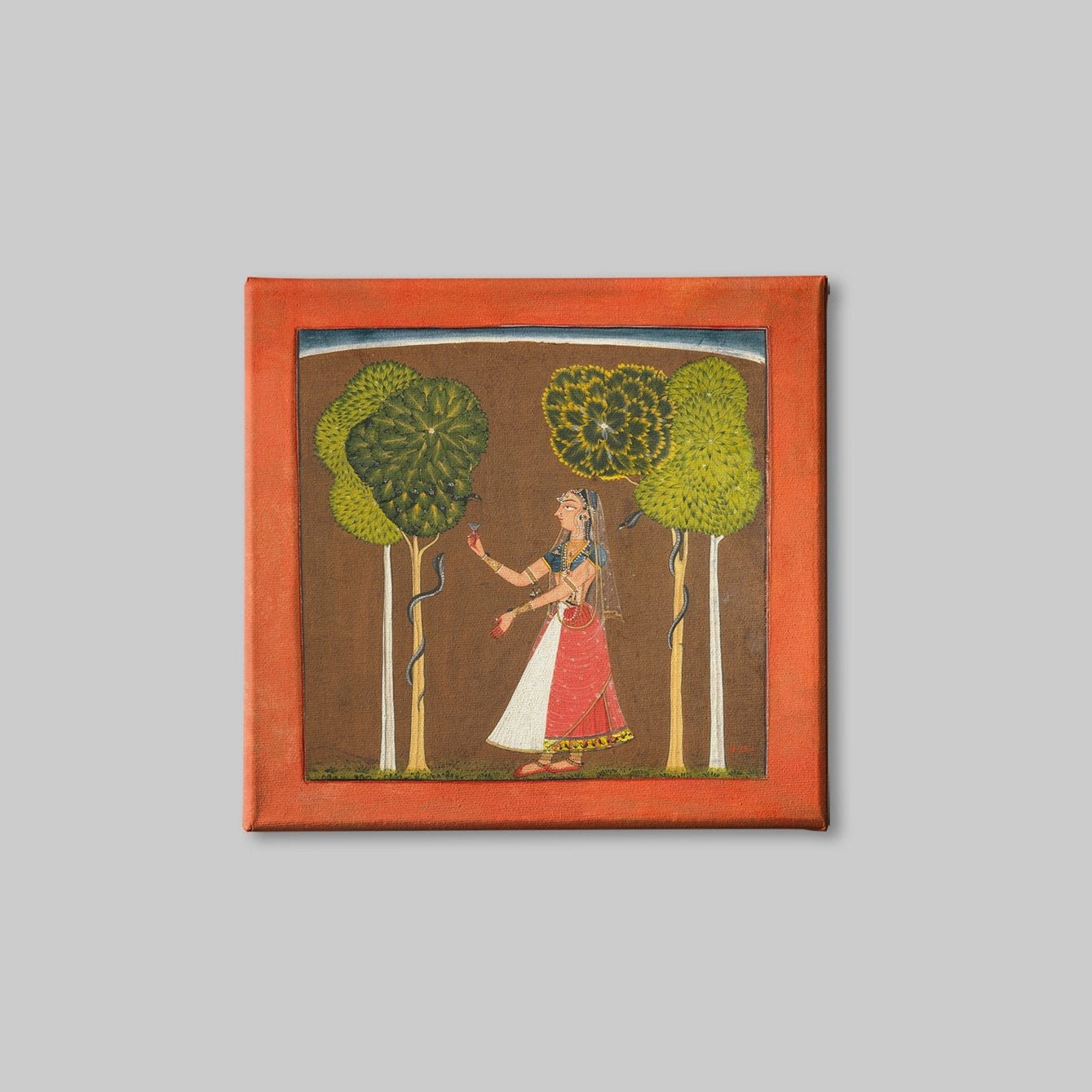 Ragini-possibly-Asavari-Folio-from-a-Ragamala Painting - Meri Deewar 1 : 1 Square Premium Wall Art Canvas by MeriDeewar
