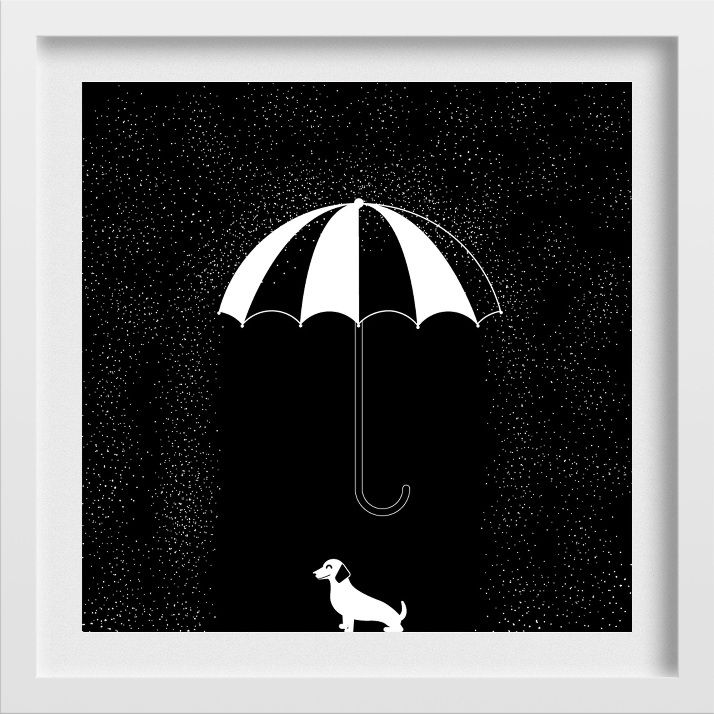 Rain Black and White Painting - Meri Deewar 1 : 1 Square Premium Wall Art Canvas by MeriDeewar