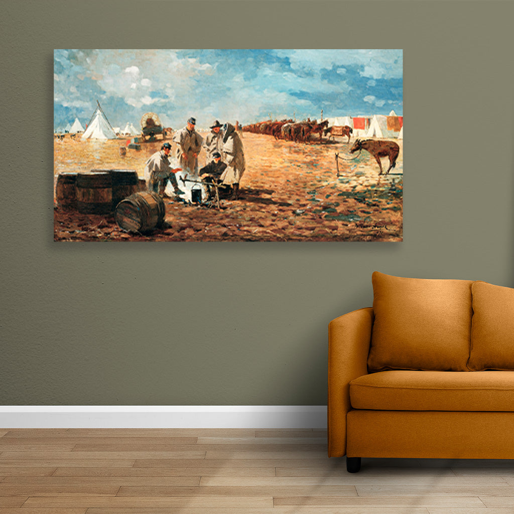 Rainy Day in Camp painting - Meri Deewar 2 : 1 Horizontal Premium Wall Art Canvas by MeriDeewar