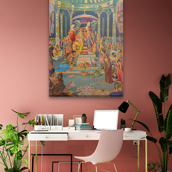 Ram Rajyabhishek Painting - Meri Deewar 4 X 5.5 Vertical Premium Wall Art Canvas by MeriDeewar