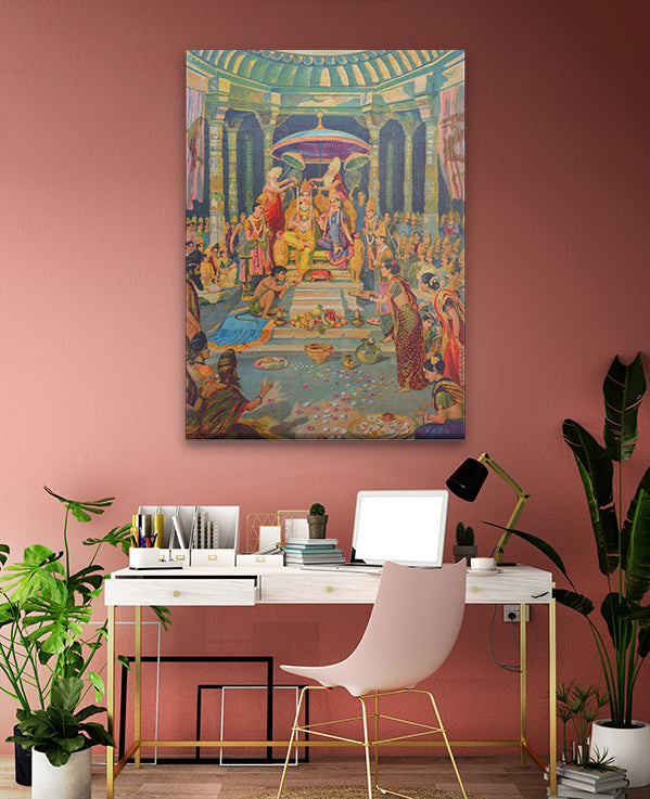 Ram Rajyabhishek Painting - Meri Deewar 4 X 5.5 Vertical Premium Wall Art Canvas by MeriDeewar