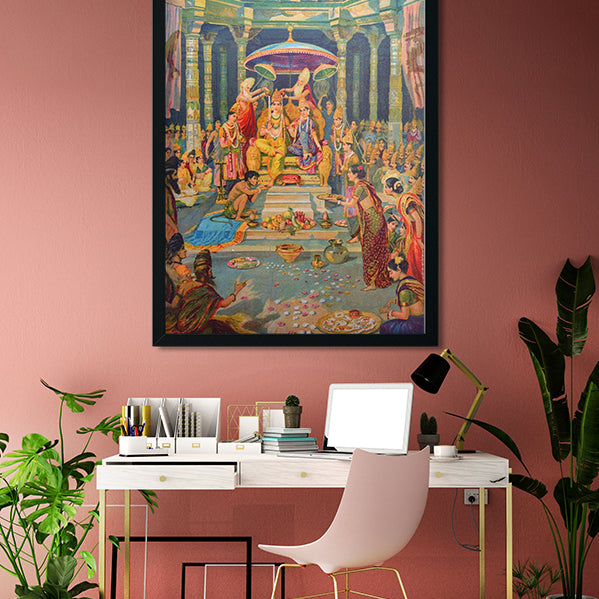 Ram Rajyabhishek Painting - Meri Deewar 4 X 5.5 Vertical Premium Wall Art Canvas by MeriDeewar