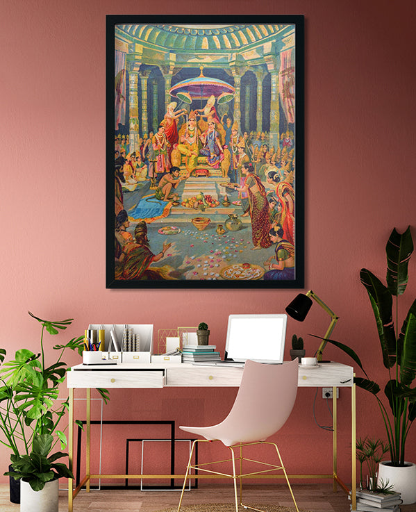 Ram Rajyabhishek Painting - Meri Deewar 4 X 5.5 Vertical Premium Wall Art Canvas by MeriDeewar