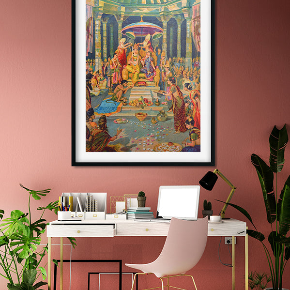 Ram Rajyabhishek Painting - Meri Deewar 4 X 5.5 Vertical Premium Wall Art Canvas by MeriDeewar
