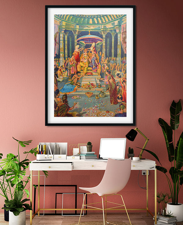 Ram Rajyabhishek Painting - Meri Deewar 4 X 5.5 Vertical Premium Wall Art Canvas by MeriDeewar
