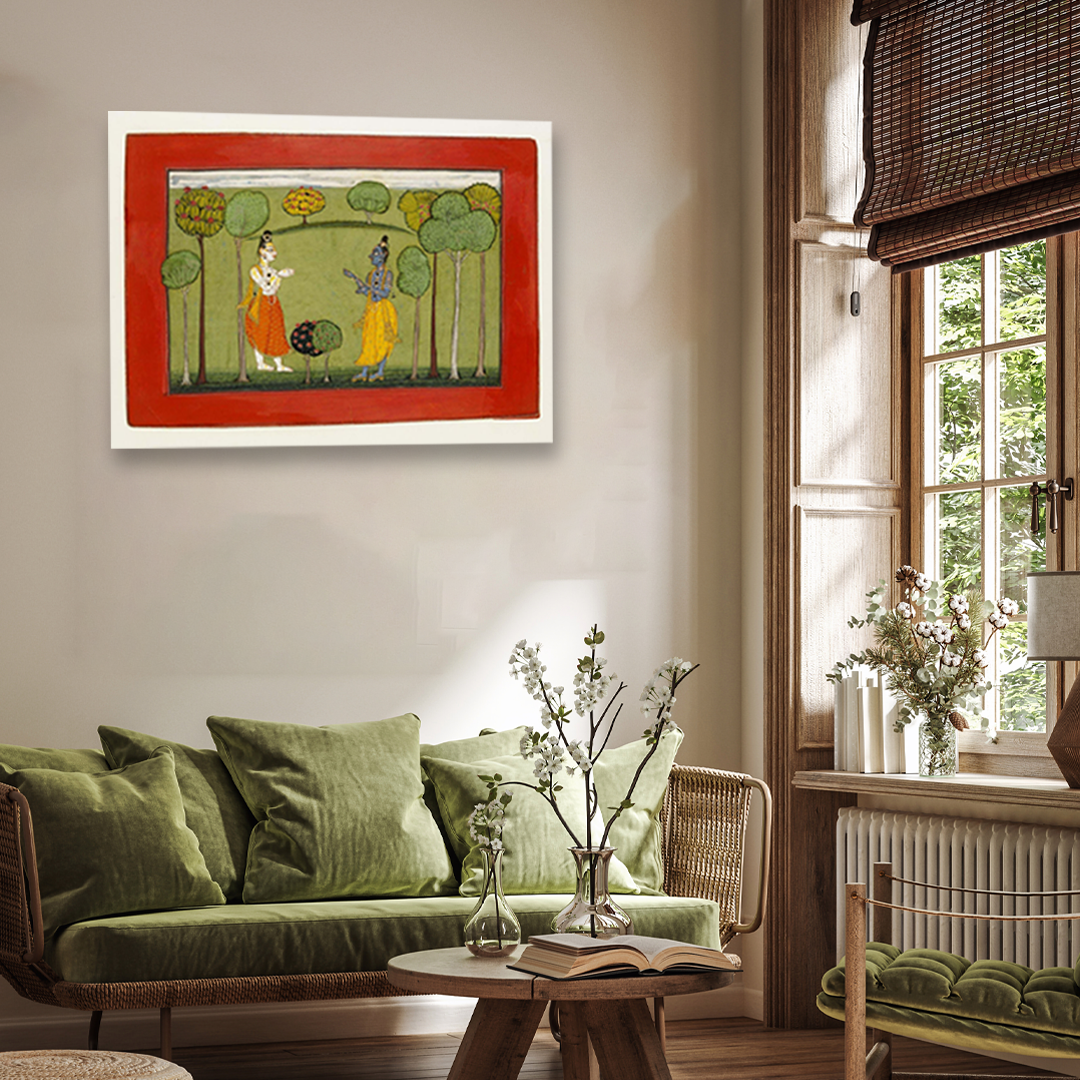 Rama and Lakshman in Forest Painting 3 : 2 Horizontal Premium Wall Art Canvas by MeriDeewar