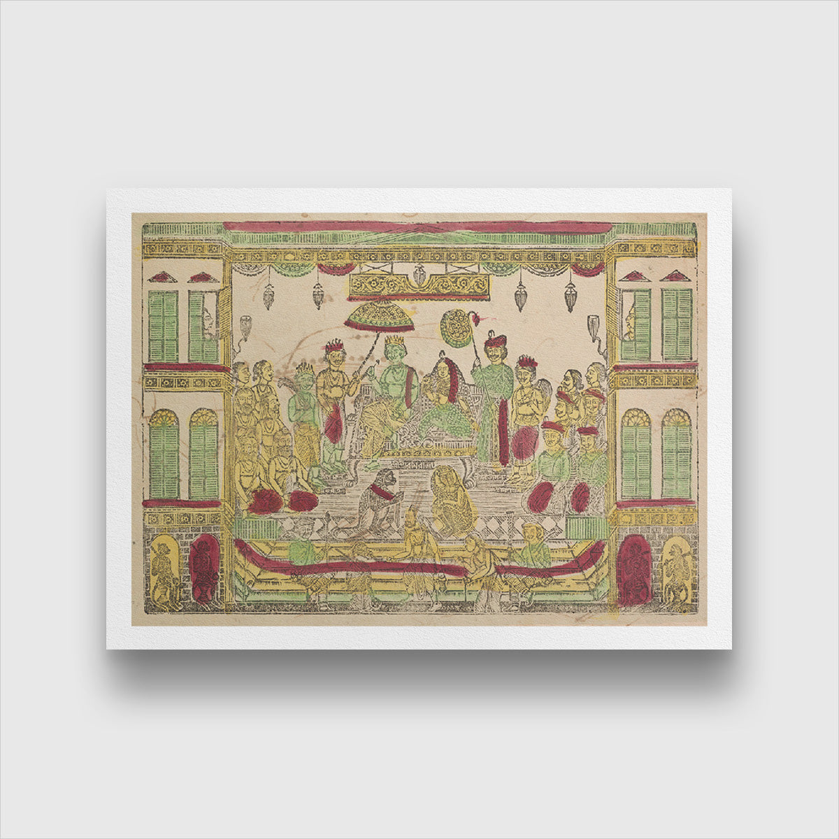 Rama and Sita in Royal Palace panting 3 : 2 Horizontal Premium Wall Art Canvas by MeriDeewar