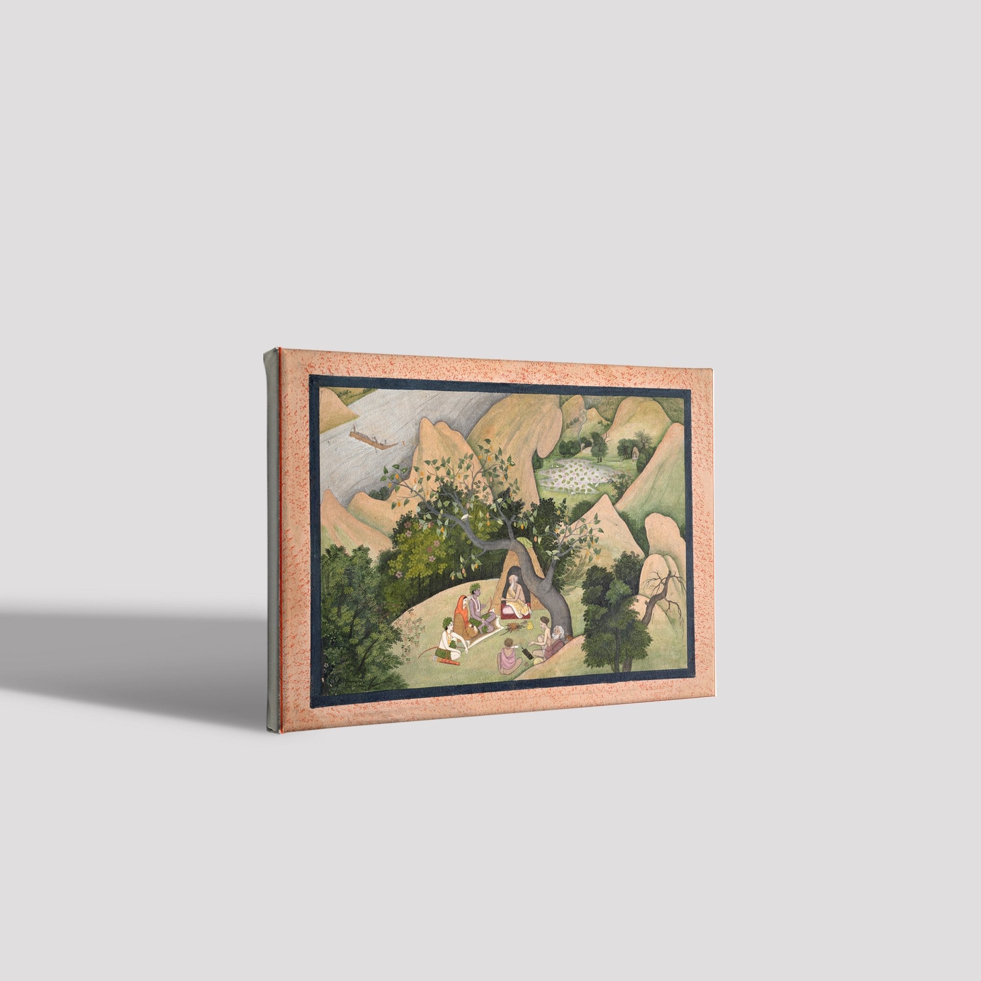 Rama Sita and Lakshmana at the Hermitage of Bharadvaja Painting - Meri Deewar 3 : 2 Horizontal Premium Wall Art Canvas by MeriDeewar
