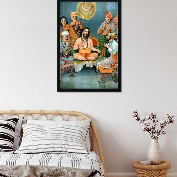 Ramdas Santa Tukaram & Shivaji Maharaj - Painting 2 : 3 Vertical Premium Wall Art Canvas by MeriDeewar