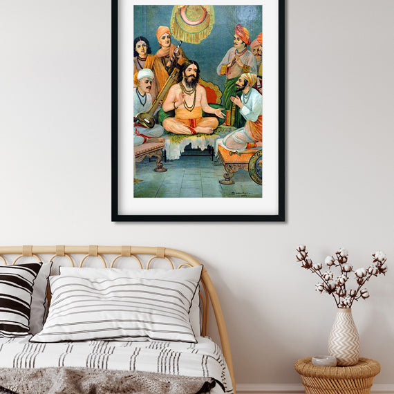 Ramdas Santa Tukaram & Shivaji Maharaj - Painting 2 : 3 Vertical Premium Wall Art Canvas by MeriDeewar
