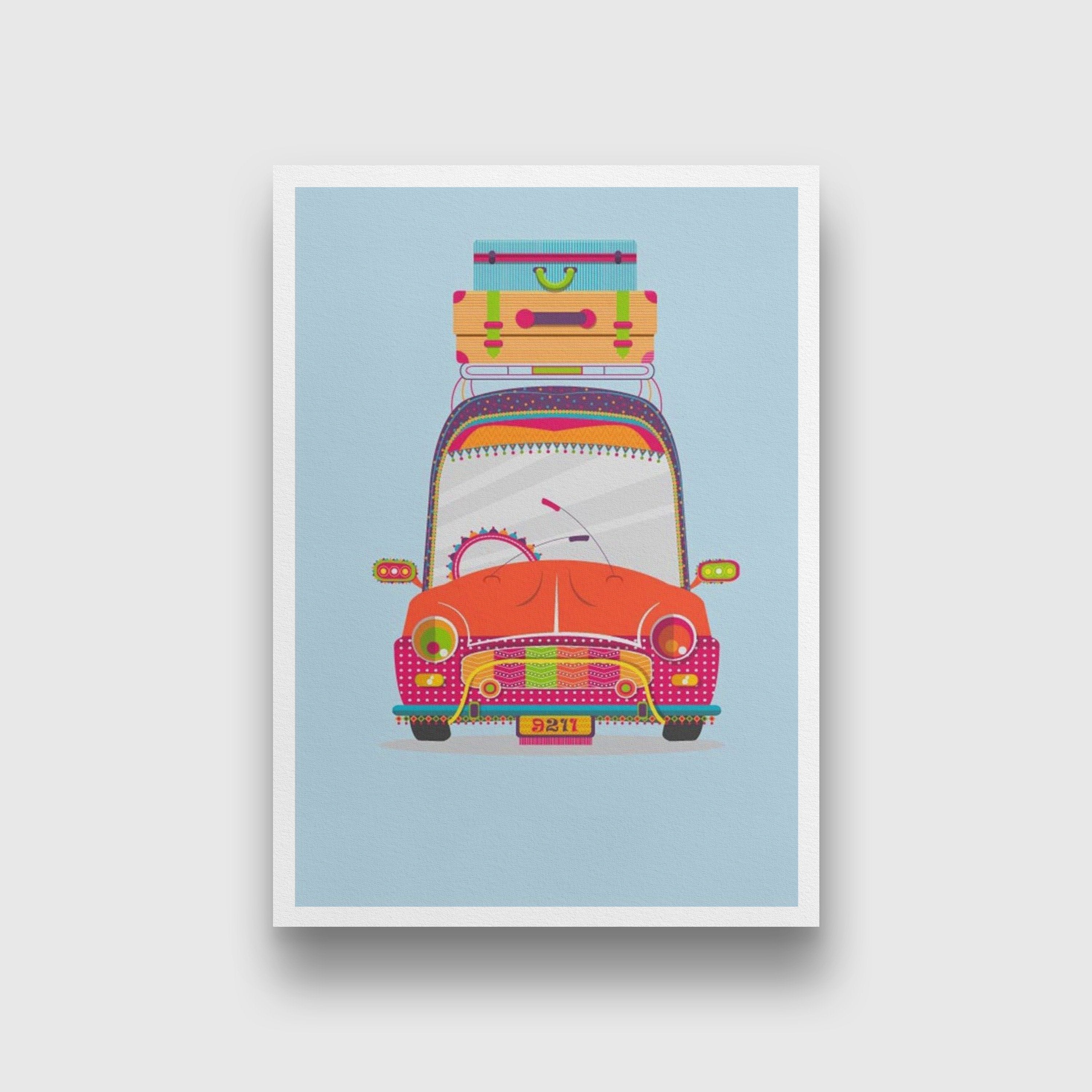 Ready to Hit the Road Painting - Meri Deewar 2 : 3 Vertical Premium Wall Art Canvas by MeriDeewar