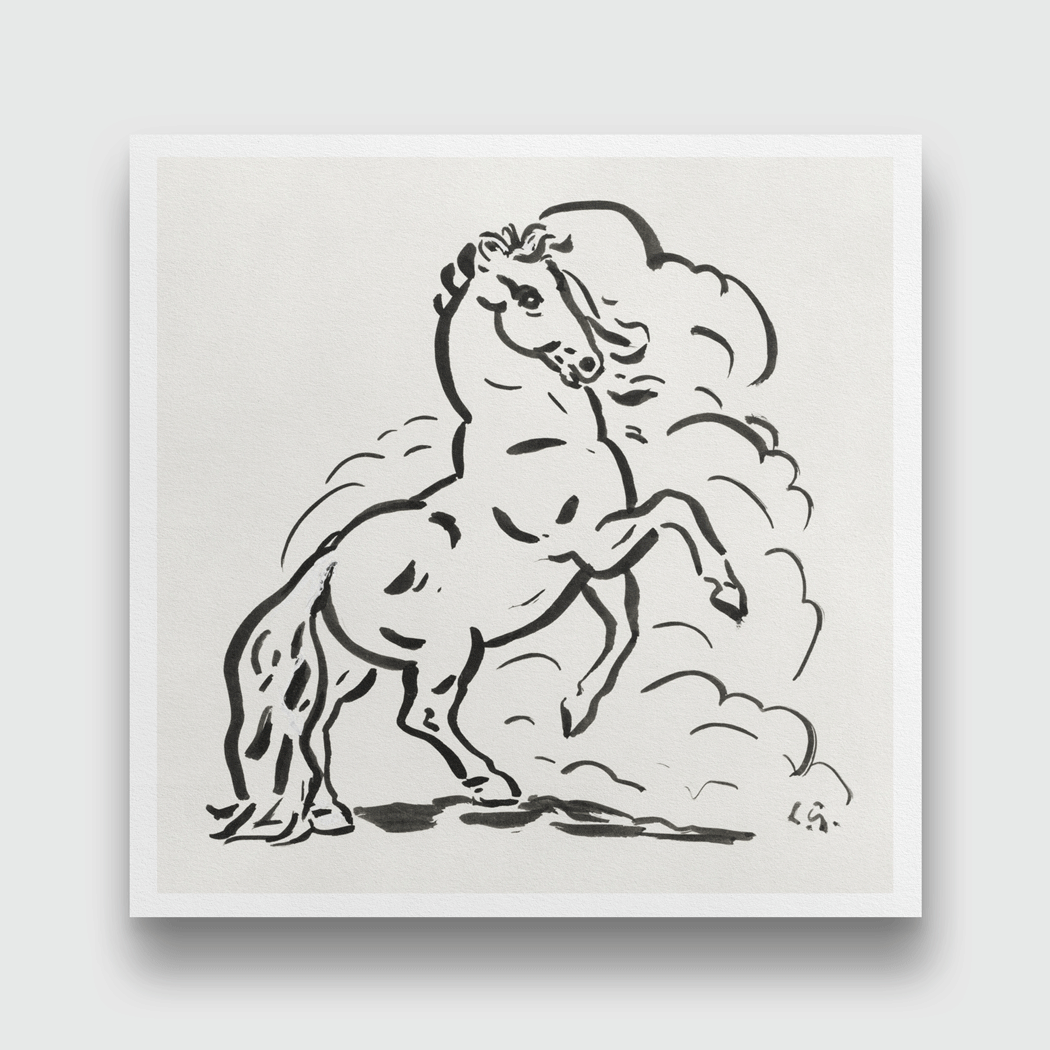 Rearing horse Painting 1 : 1 Square Premium Wall Art Canvas by MeriDeewar