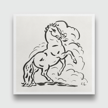 Rearing horse Painting 1 : 1 Square Premium Wall Art Canvas by MeriDeewar