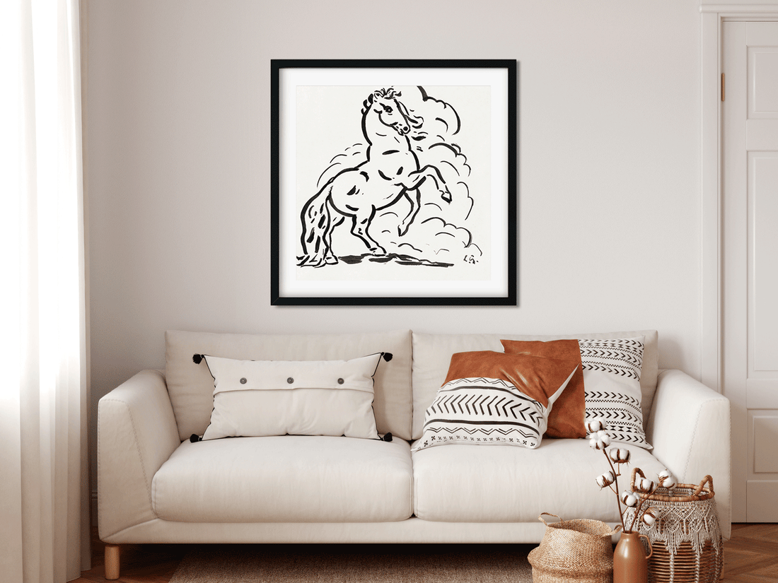 Rearing horse Painting 1 : 1 Square Premium Wall Art Canvas by MeriDeewar