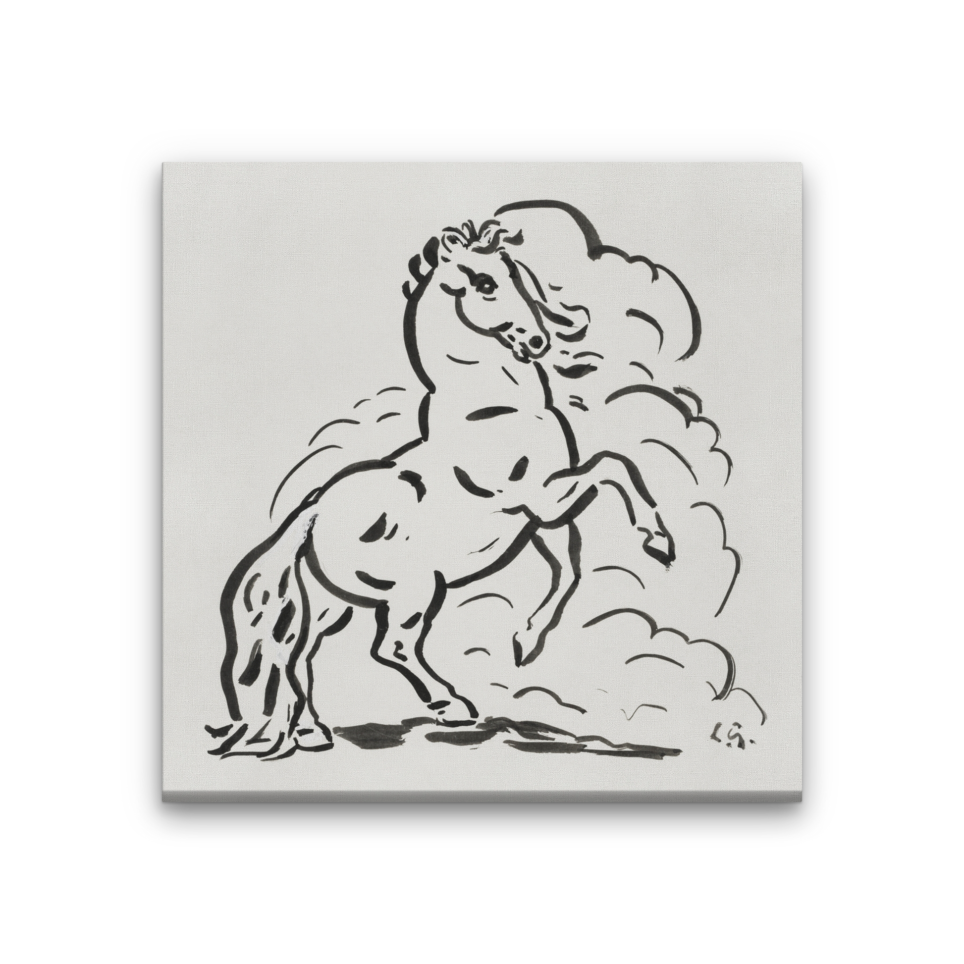 Rearing horse Painting 1 : 1 Square Premium Wall Art Canvas by MeriDeewar
