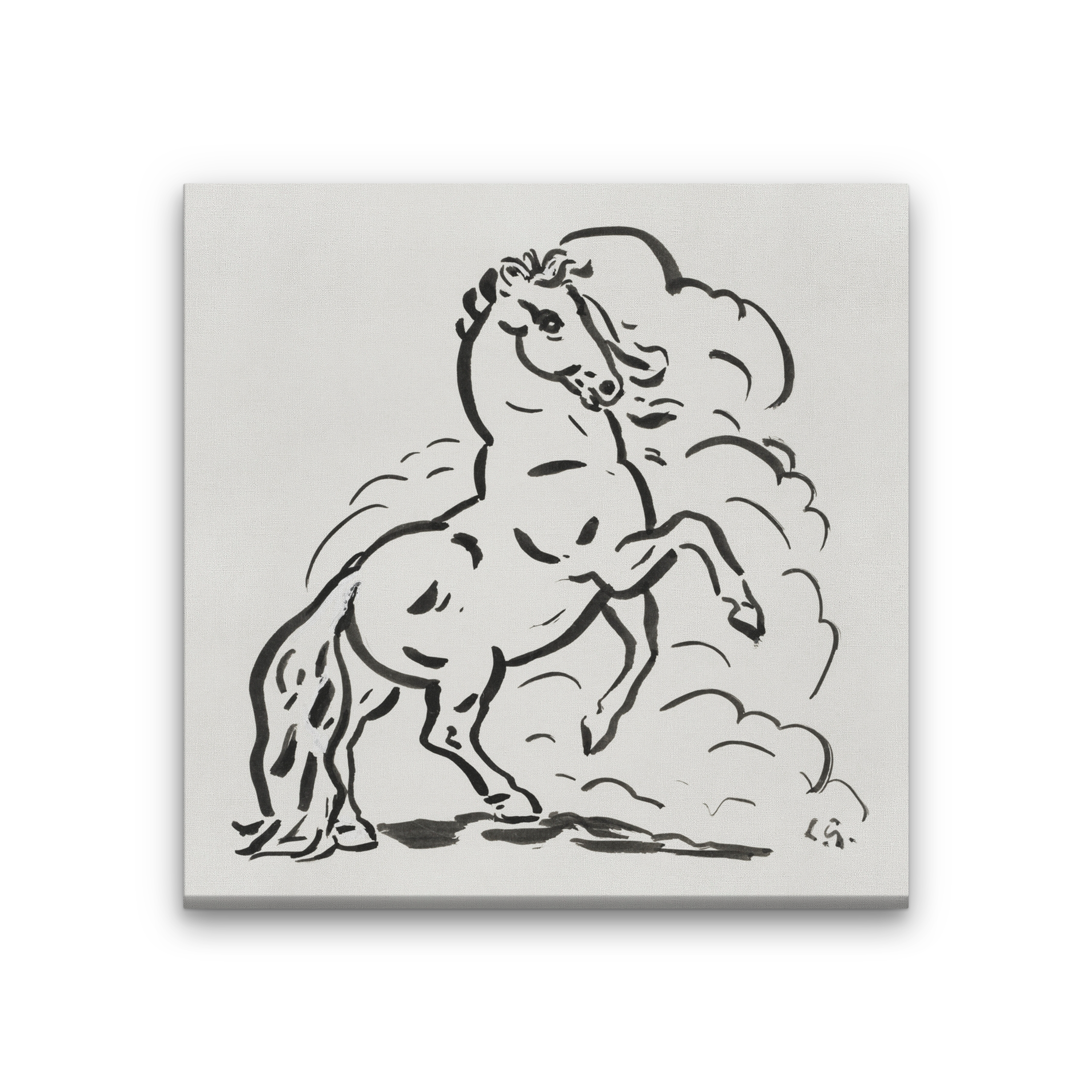 Rearing horse Painting 1 : 1 Square Premium Wall Art Canvas by MeriDeewar