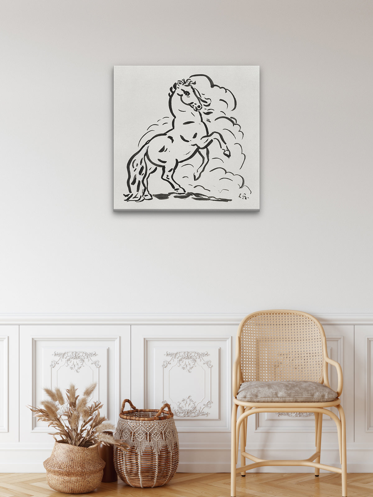 Rearing horse Painting 1 : 1 Square Premium Wall Art Canvas by MeriDeewar