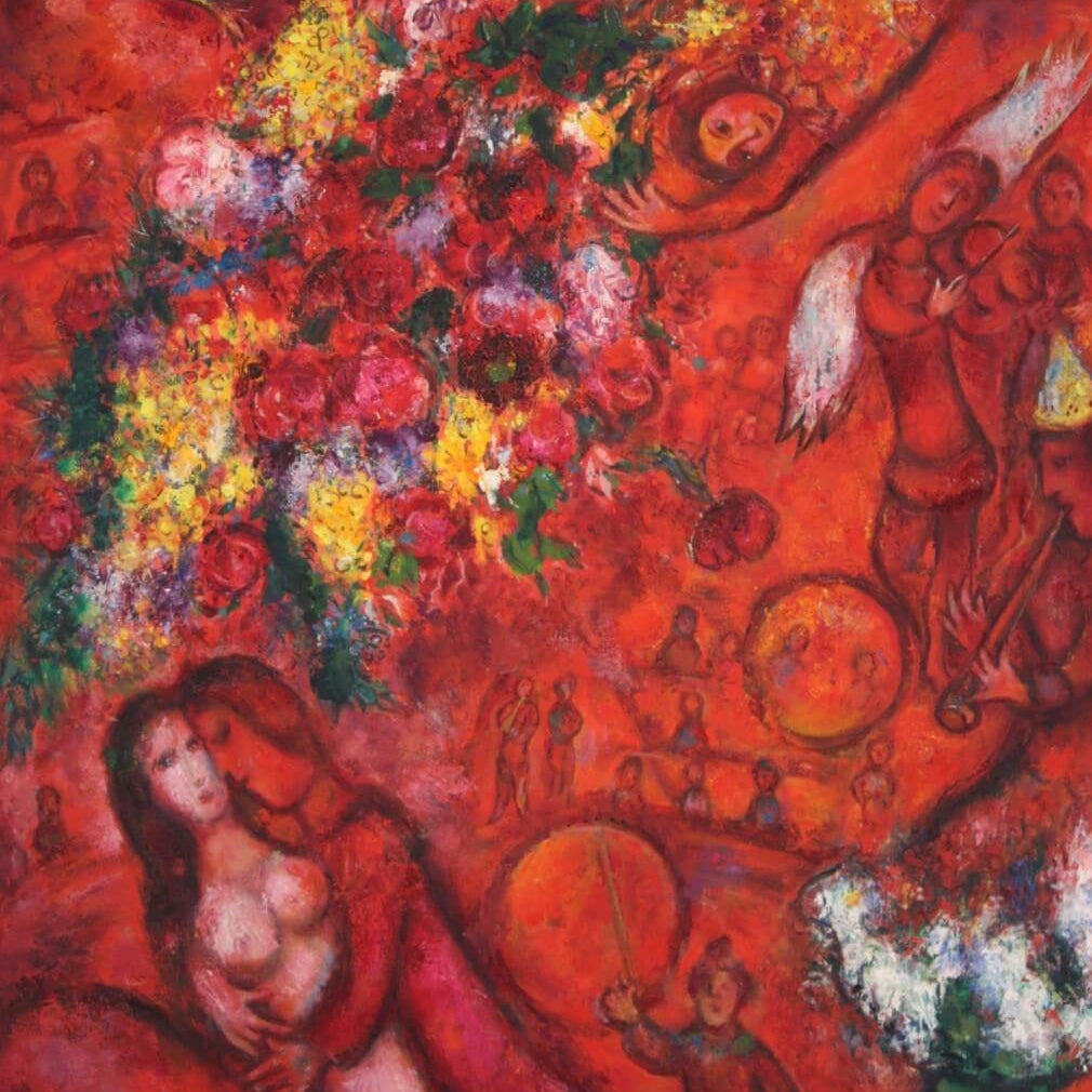 Red couple Painting - Meri Deewar 4 X 5.5 Vertical Premium Wall Art Canvas by MeriDeewar