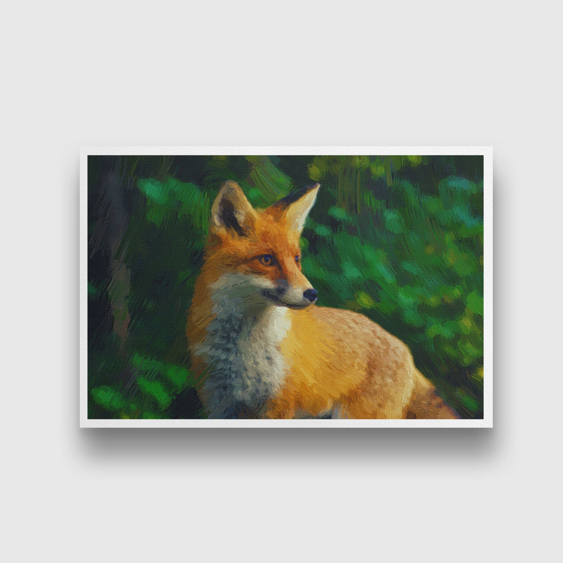 Red fox oil painting - Meri Deewar 3 : 2 Horizontal Premium Wall Art Canvas by MeriDeewar
