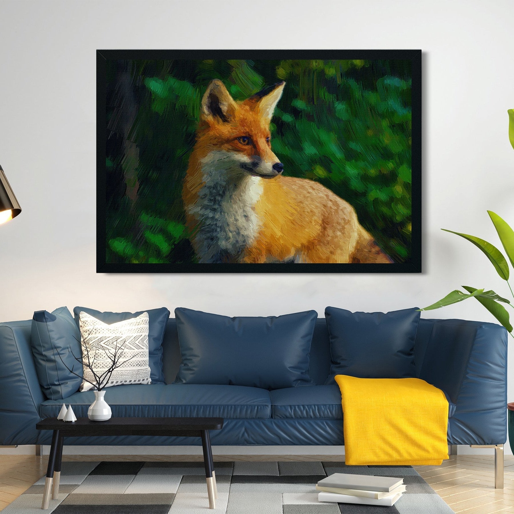 Red fox oil painting - Meri Deewar 3 : 2 Horizontal Premium Wall Art Canvas by MeriDeewar