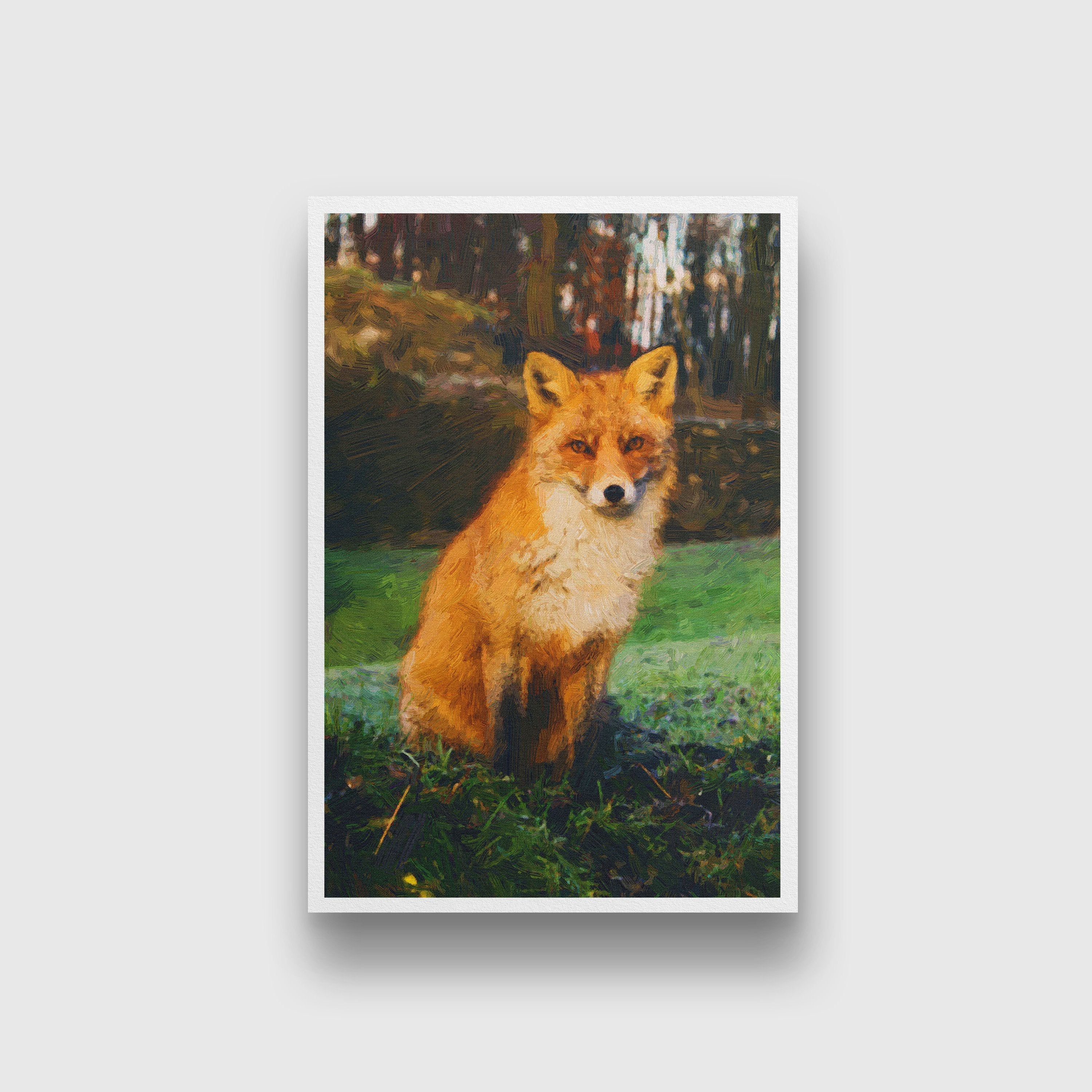 Red Fox Painting-Meri Deewar 2 : 3 Vertical Premium Wall Art Canvas by MeriDeewar