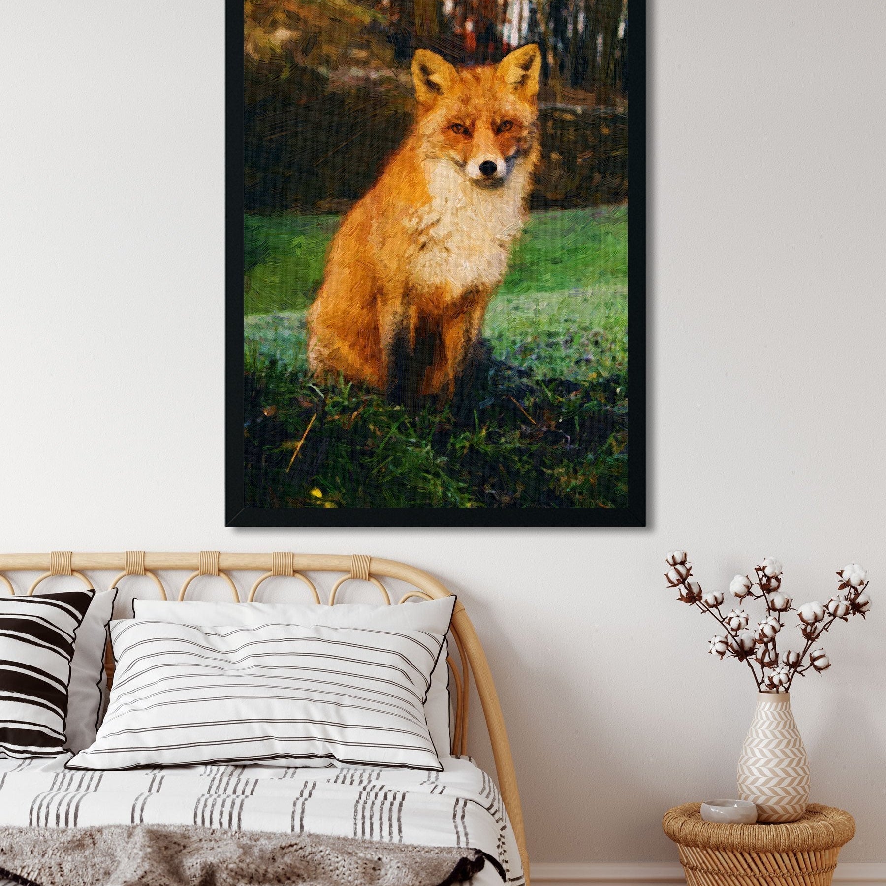 Red Fox Painting-Meri Deewar 2 : 3 Vertical Premium Wall Art Canvas by MeriDeewar
