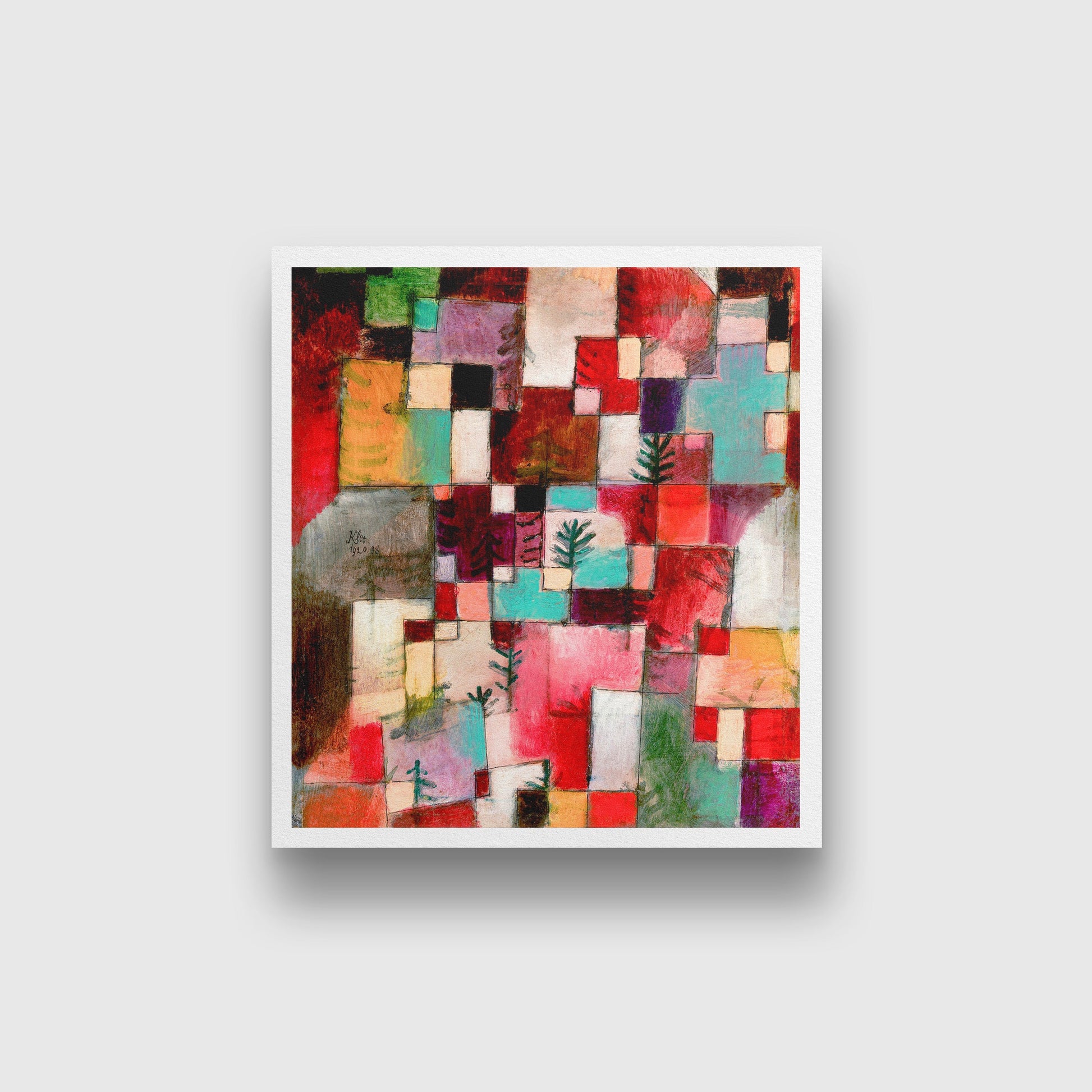 Red green and Violet Yellow Rhythms painting - Meri Deewar 1 : 1 Square Premium Wall Art Canvas by MeriDeewar