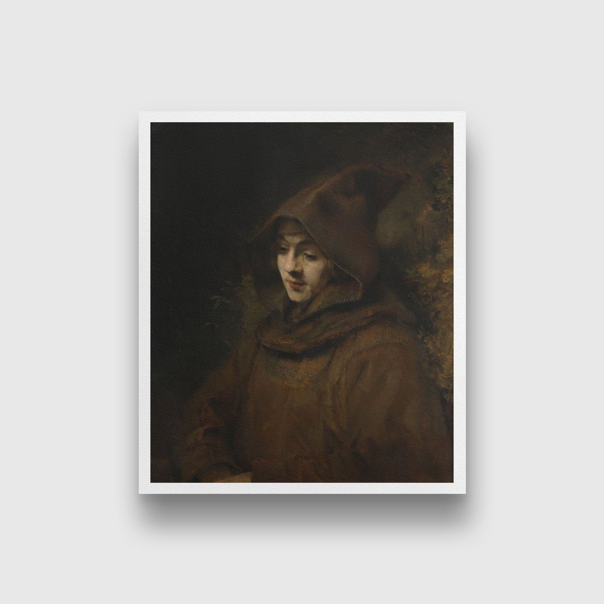 Rembrandt's sonTitus as a monk Painting - Meri Deewar 5 : 6 Vertical Premium Wall Art Canvas by MeriDeewar