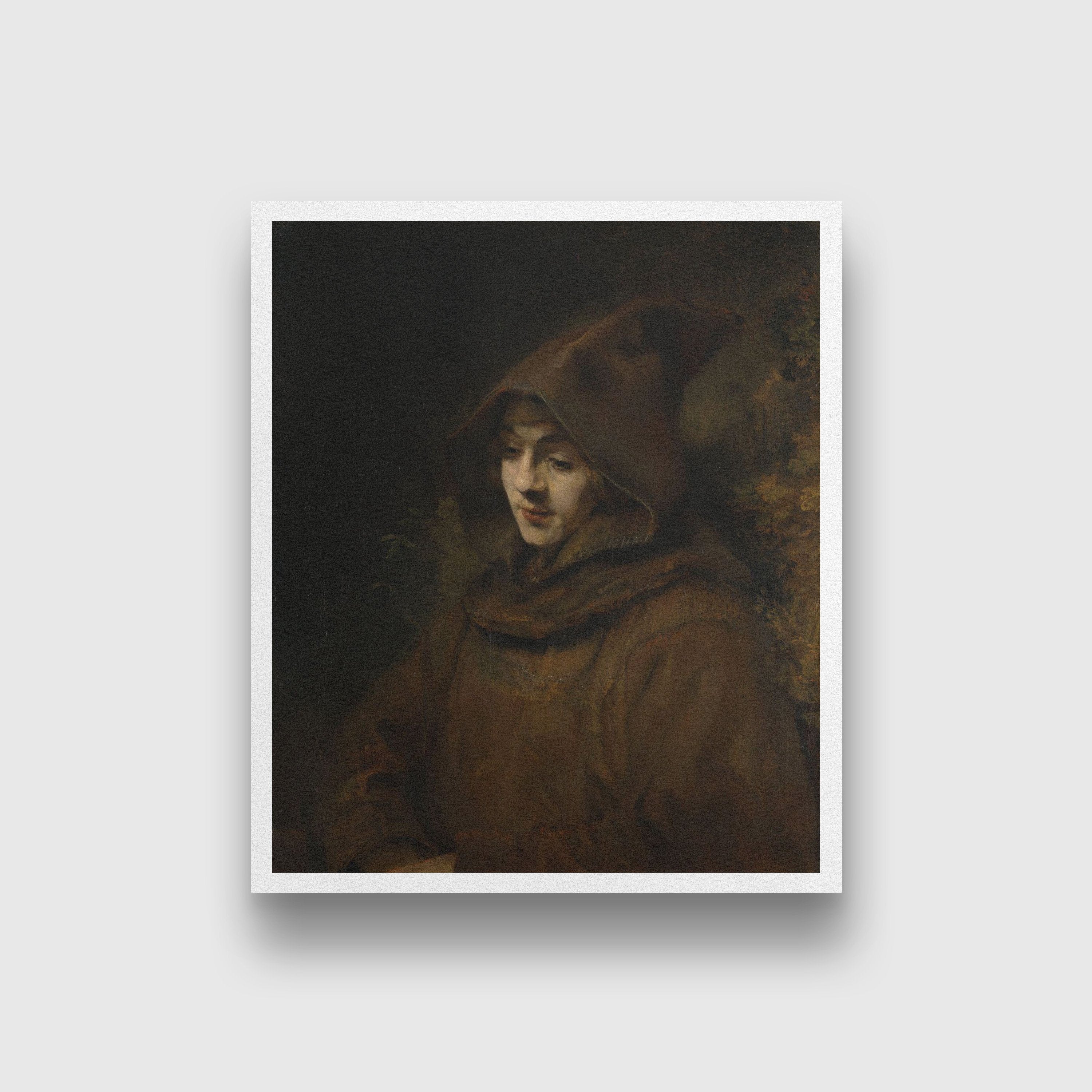 Rembrandt's sonTitus as a monk Painting - Meri Deewar 5 : 6 Vertical Premium Wall Art Canvas by MeriDeewar