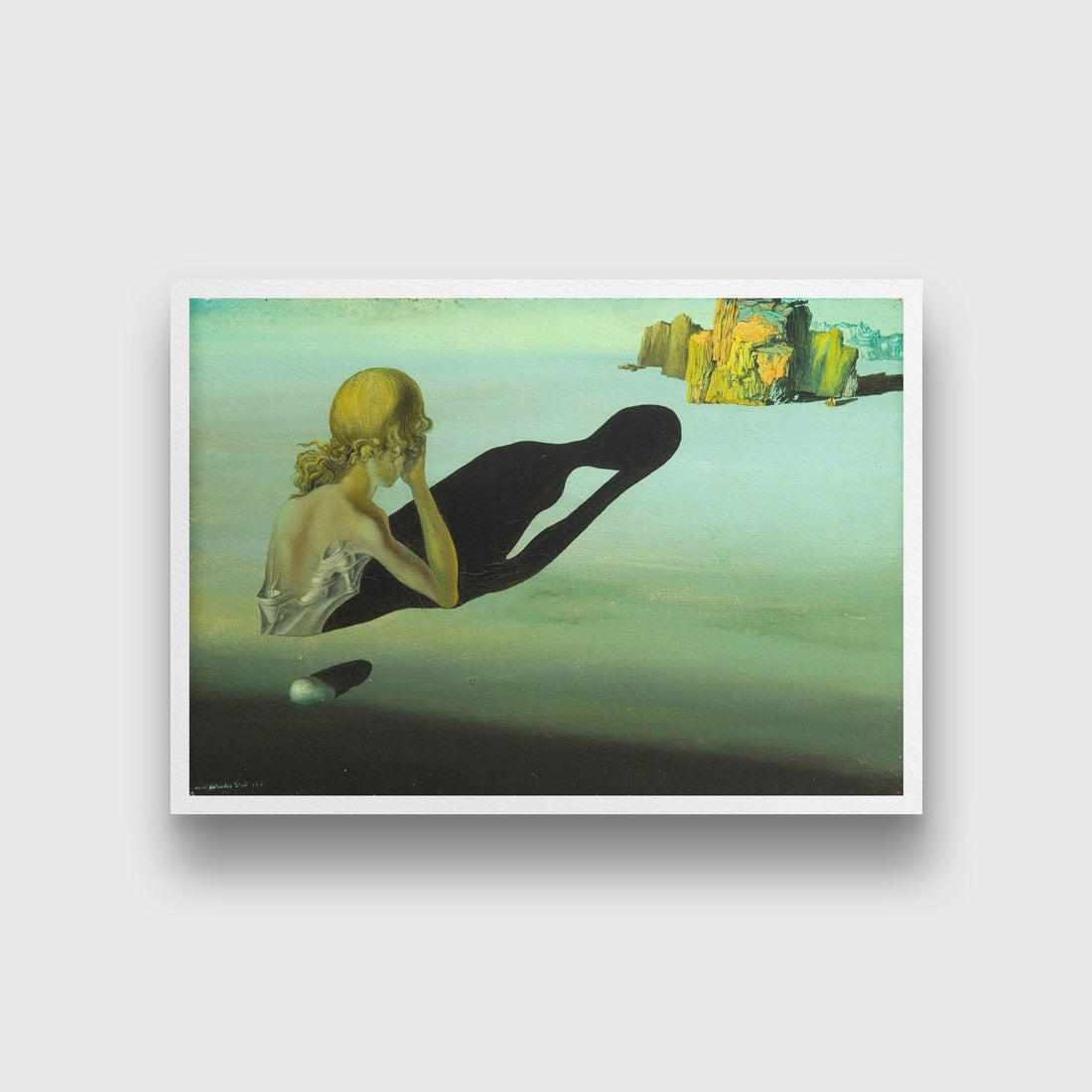 Remorse, or Sphinx Embedded in the Sand Painting - Meri Deewar 3 : 2 Horizontal Premium Wall Art Canvas by MeriDeewar