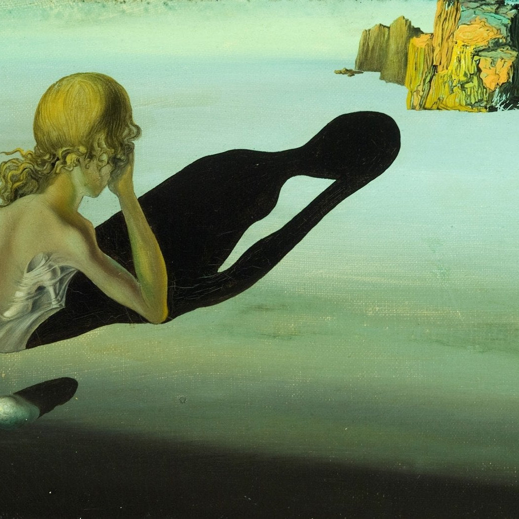 Remorse, or Sphinx Embedded in the Sand Painting - Meri Deewar 3 : 2 Horizontal Premium Wall Art Canvas by MeriDeewar