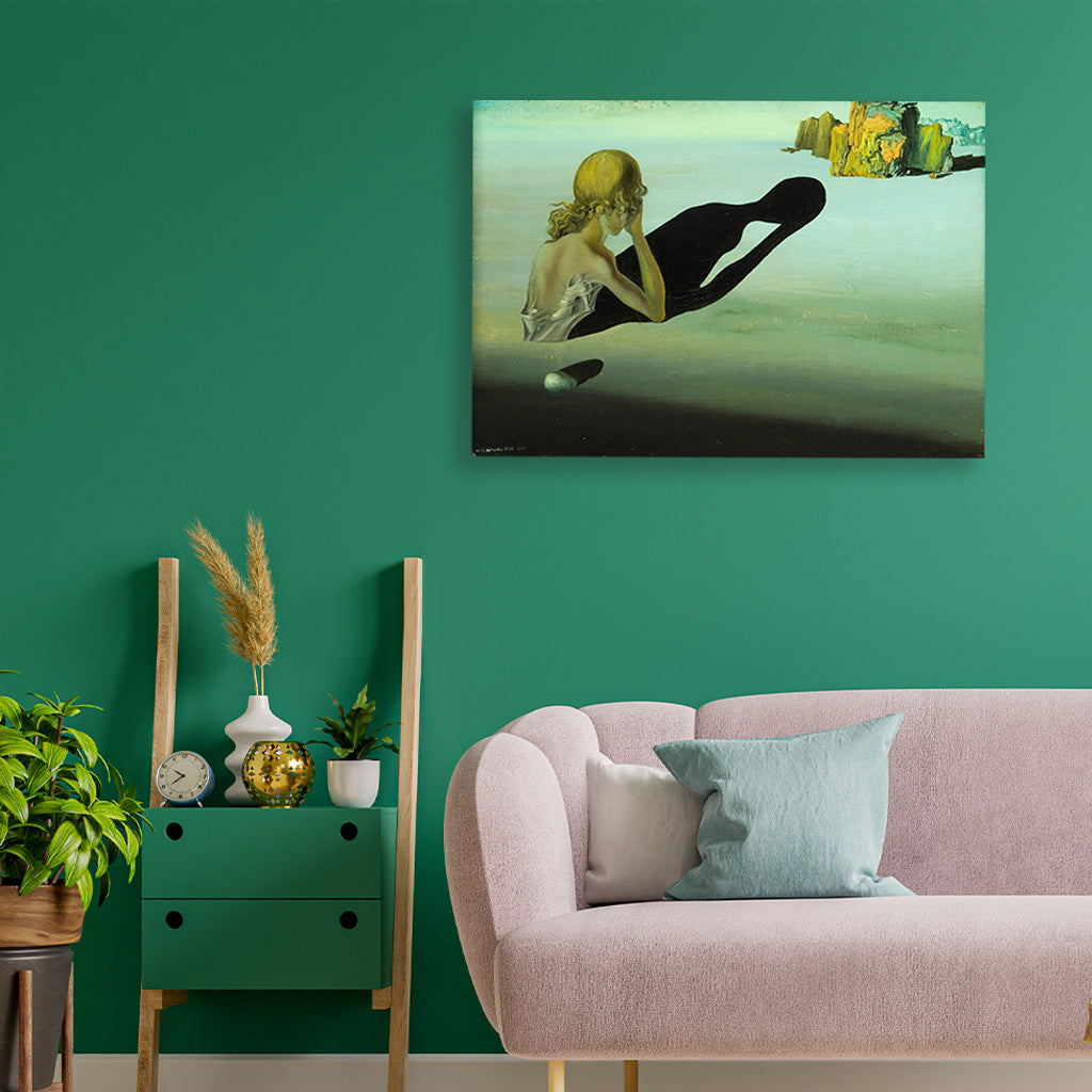 Remorse, or Sphinx Embedded in the Sand Painting - Meri Deewar 3 : 2 Horizontal Premium Wall Art Canvas by MeriDeewar