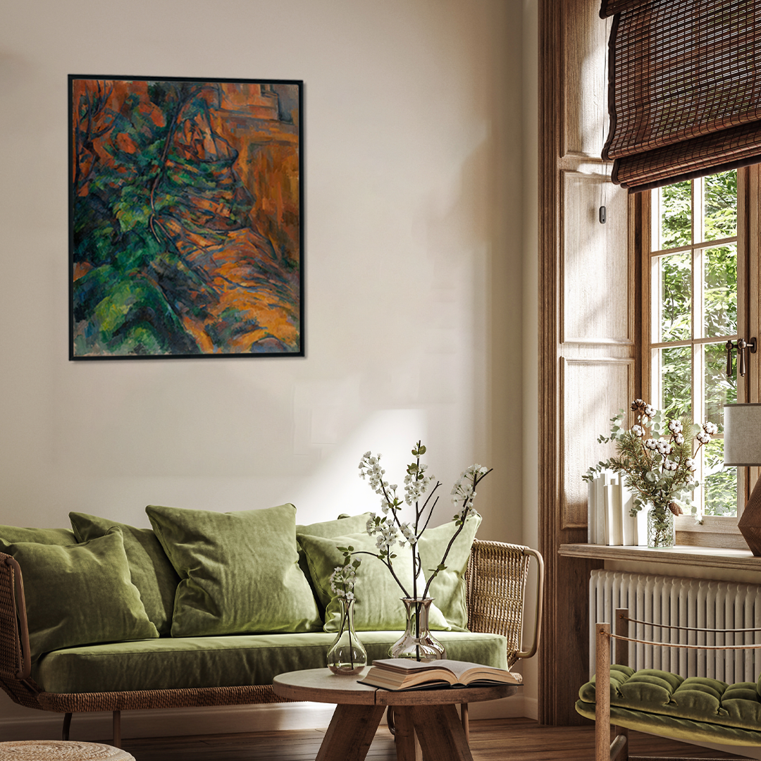 Rochers et branches à Bibémus Painting 4 :5 Vertical Premium Wall Art Canvas by MeriDeewar