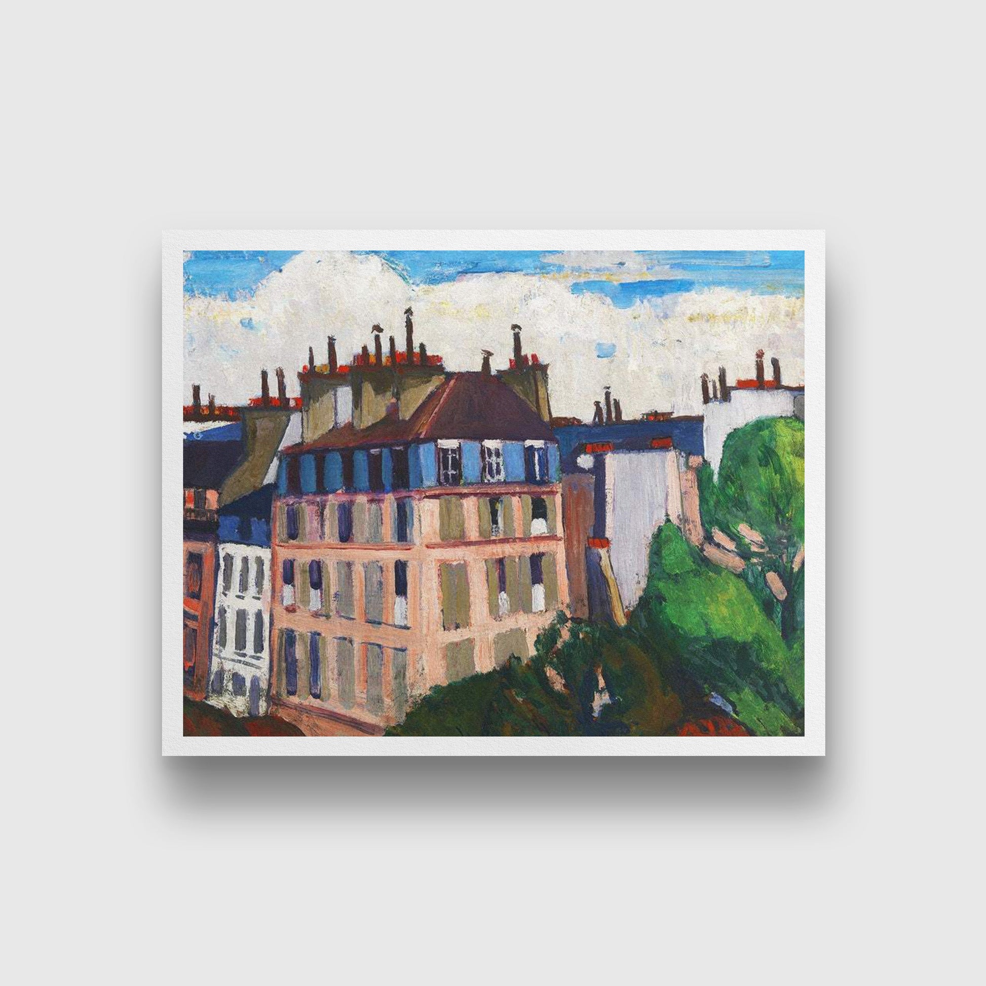 Rooftops, Paris Henry Lyman Saÿen Painting - MeriDeewar 4 :5 Vertical Premium Wall Art Canvas by MeriDeewar