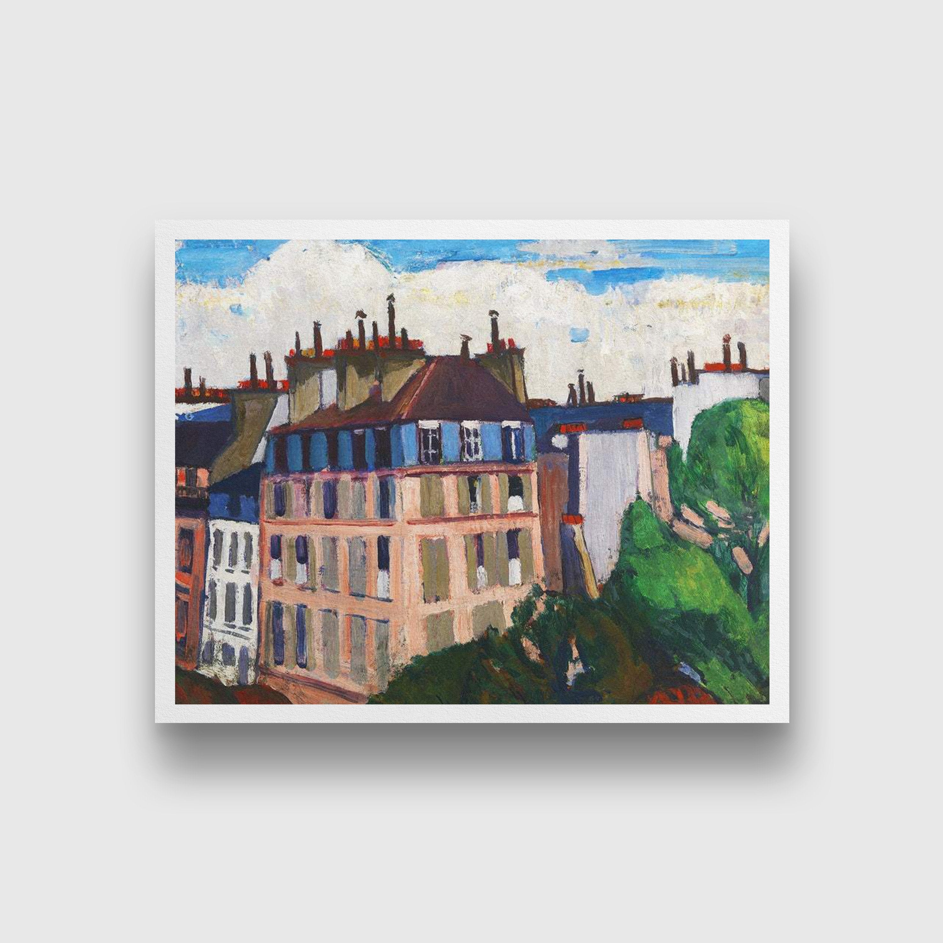 Rooftops, Paris Henry Lyman Saÿen Painting - MeriDeewar 4 :5 Vertical Premium Wall Art Canvas by MeriDeewar