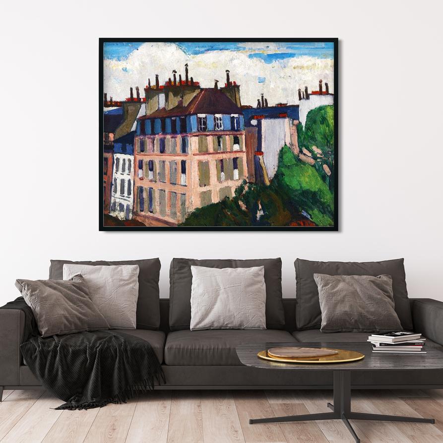 Rooftops, Paris Henry Lyman Saÿen Painting - MeriDeewar 4 :5 Vertical Premium Wall Art Canvas by MeriDeewar