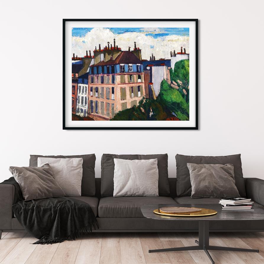 Rooftops, Paris Henry Lyman Saÿen Painting - MeriDeewar 4 :5 Vertical Premium Wall Art Canvas by MeriDeewar