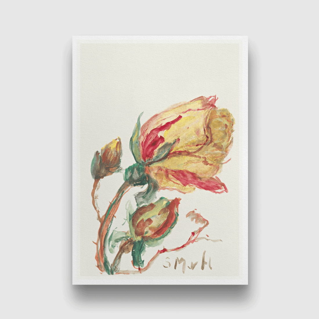 Rose Painting 2 : 3 Vertical Premium Wall Art Canvas by MeriDeewar