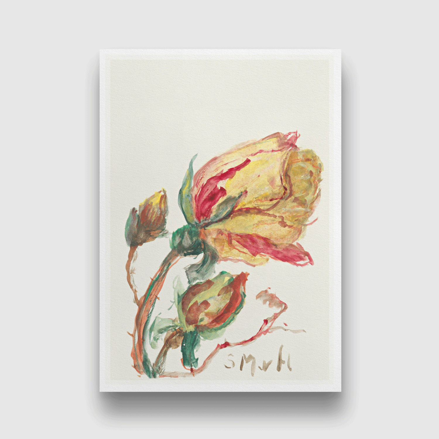 Rose Painting 2 : 3 Vertical Premium Wall Art Canvas by MeriDeewar