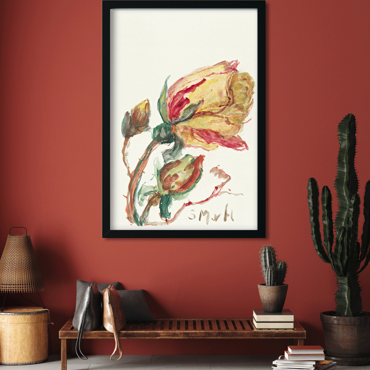 Rose Painting 2 : 3 Vertical Premium Wall Art Canvas by MeriDeewar
