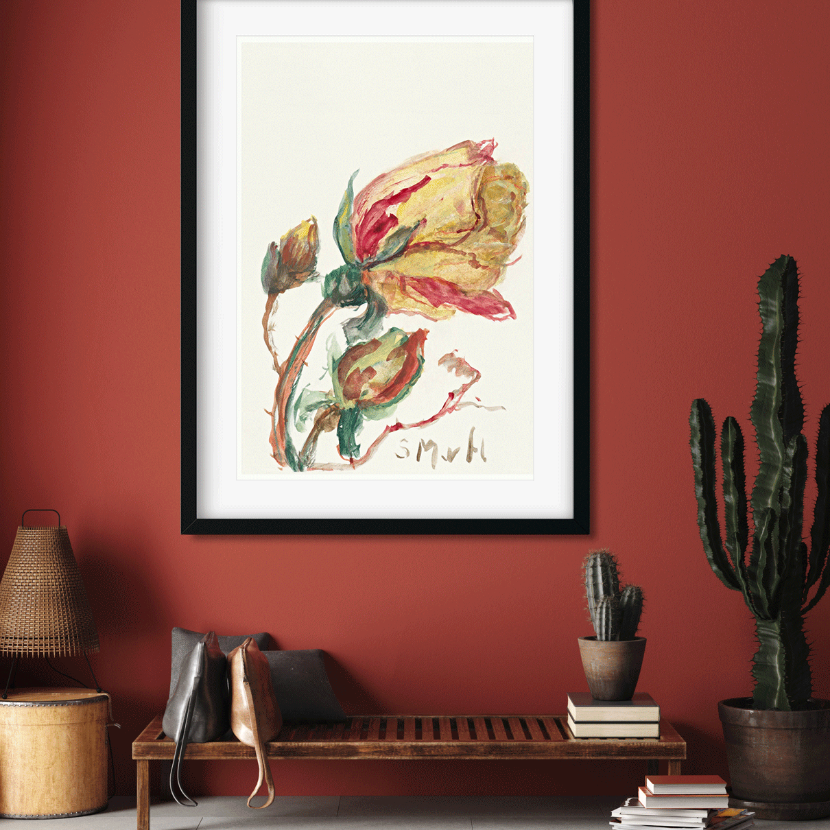 Rose Painting 2 : 3 Vertical Premium Wall Art Canvas by MeriDeewar